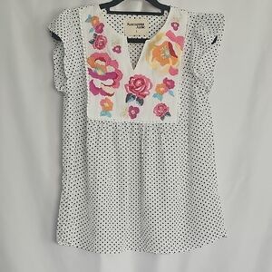 Savanna Jane Black and White Polka Dot Top